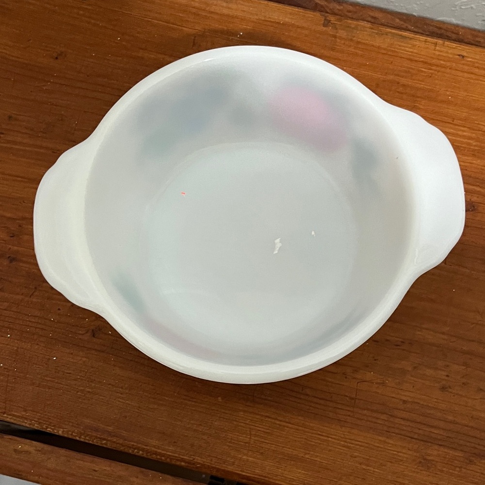 Fire King White Milk Glass Dish Hand painted by Gay Fad Fruit - Picture 7 of 9